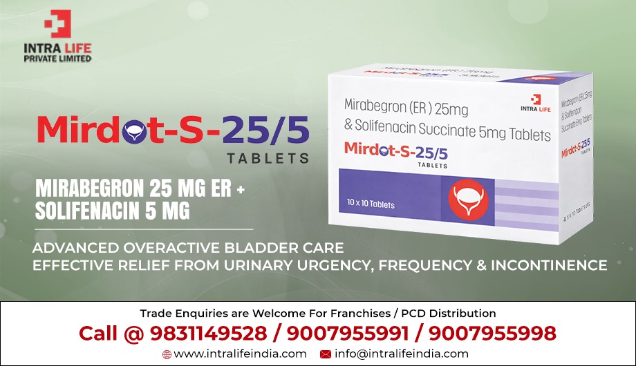 Mirabegron 25mg ER + Solifenacin 5mg Tablets for Overactive Bladder (OAB) Management